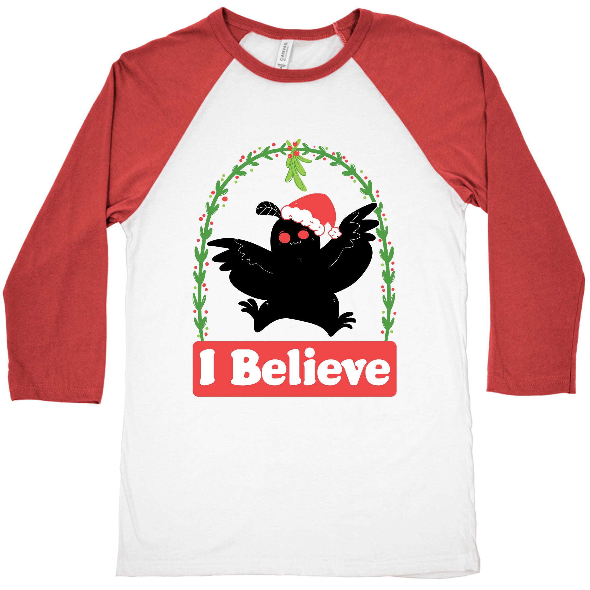 I Believe - Christmas Mothman  Baseball Tee